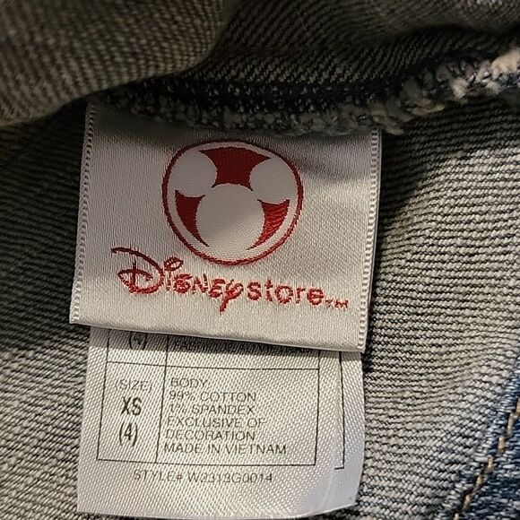 DISNEY STORE PRINCESS CROPPED JEAN JACKET WITH GOLD WRITING ON BACK, SIZE 4 - Picture 10 of 10